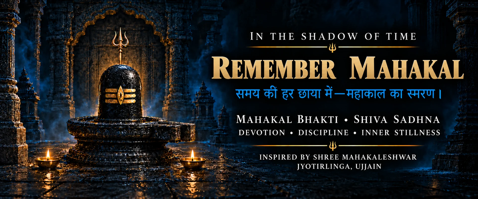 Shivling in a temple setting — devotion to Mahakal, Shiva Sadhna and inner stillness.