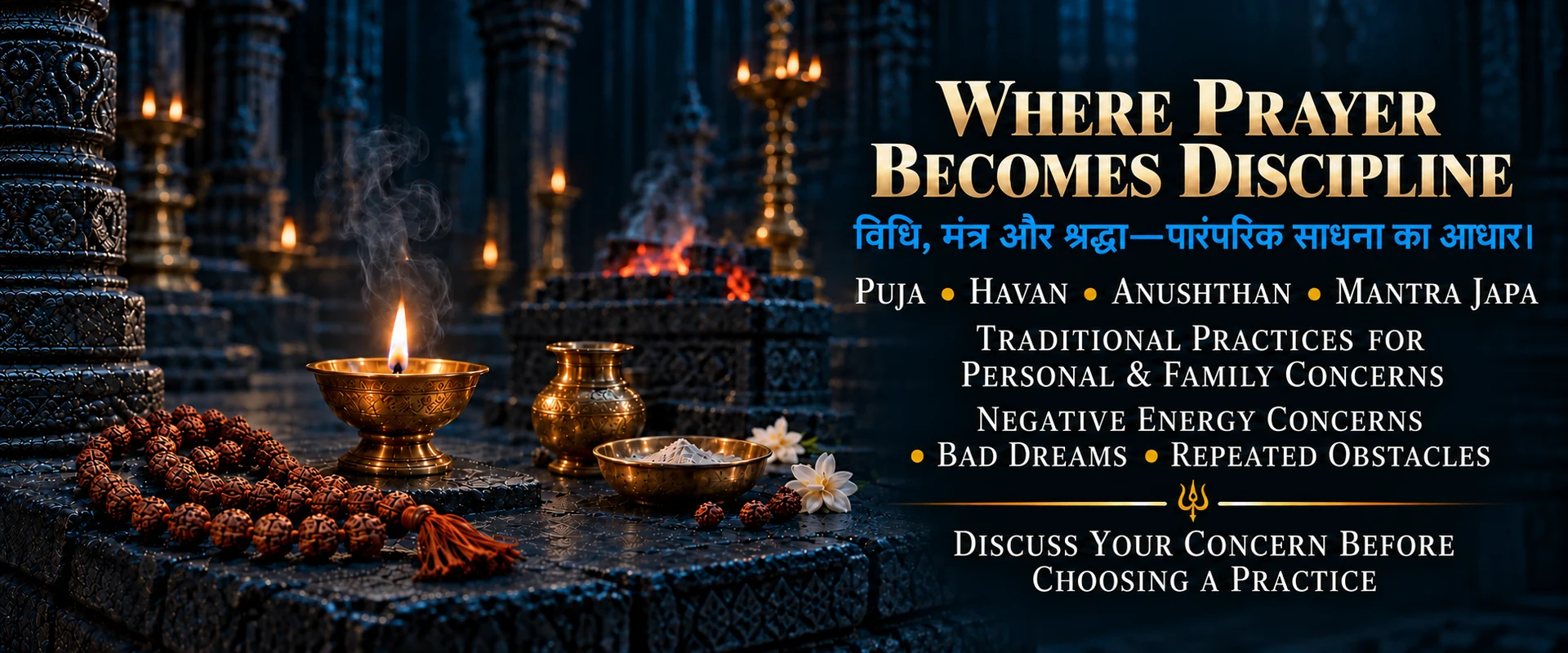 Traditional Puja, Havan, Anushthan and Mantra Japa for personal and family concerns.